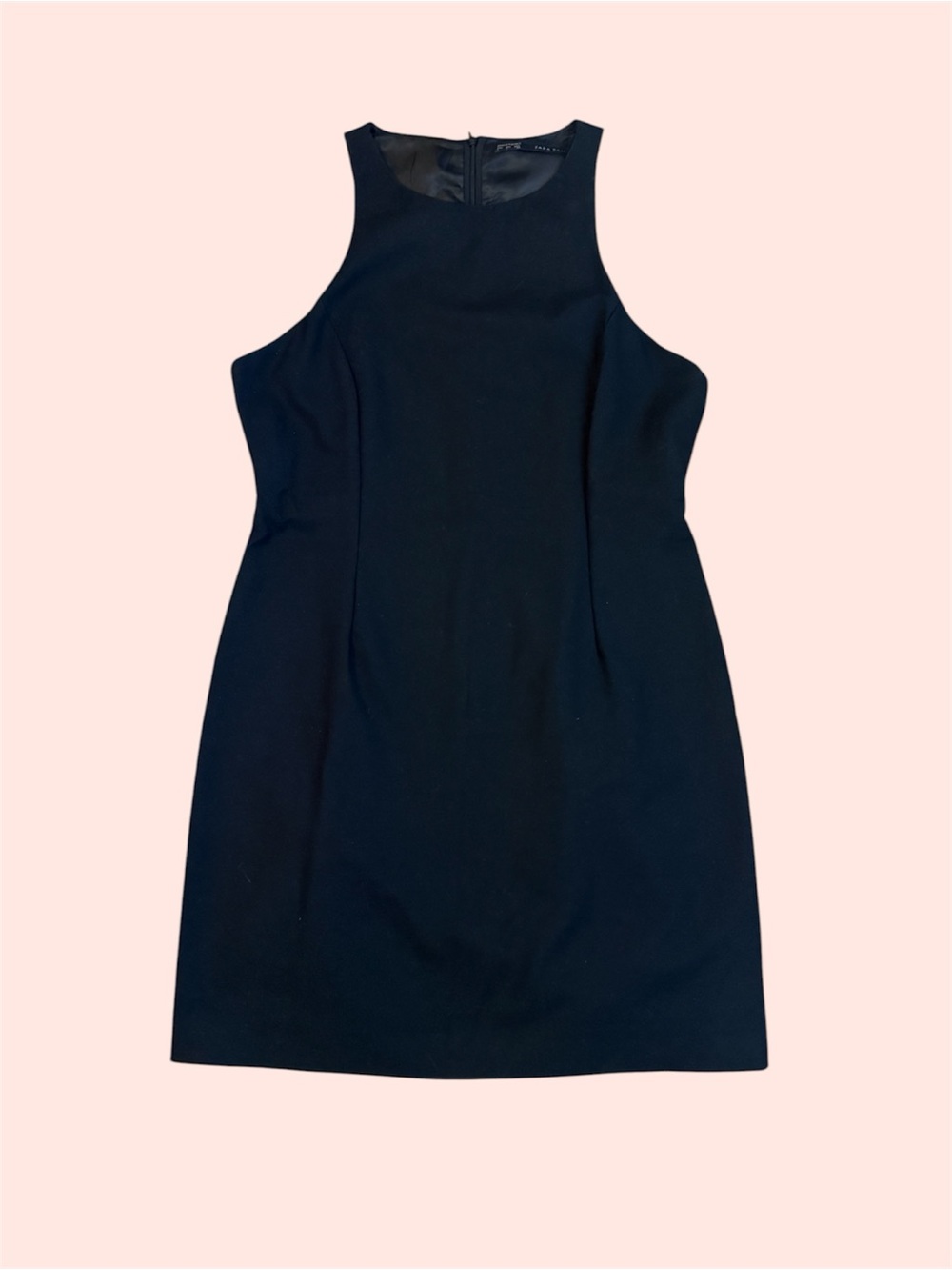 Zara Black Sleeveless High-Neck Shift Dress